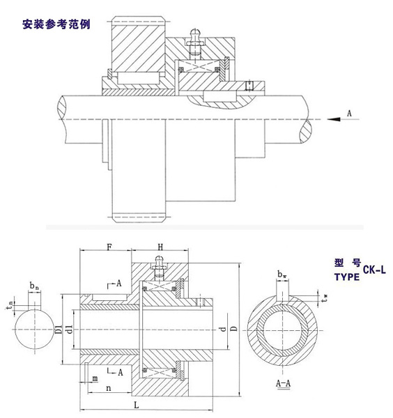 CK-L楔塊式單向離合器示意圖